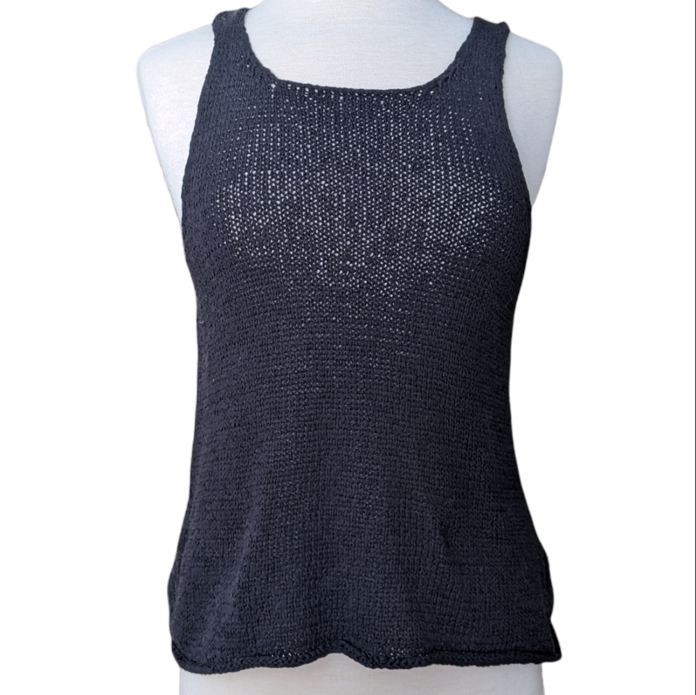 NWT Sanctuary black knitted cotton and nylon tank top size Large